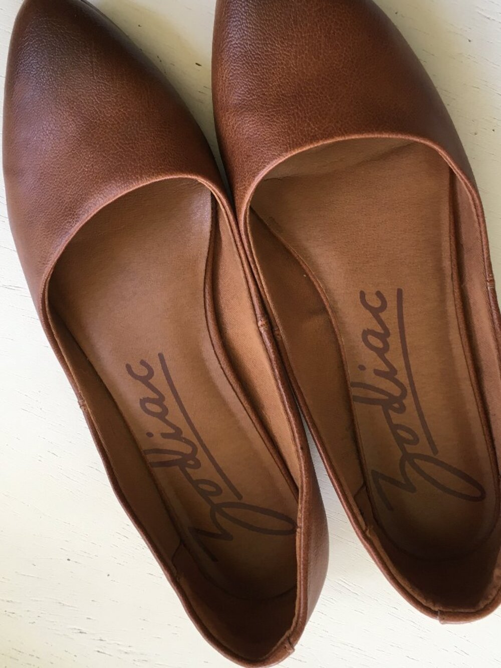 Zodiac Hill Cognac Brown Faux Leather Pointed Toe Ballet Flats Women Size 7M